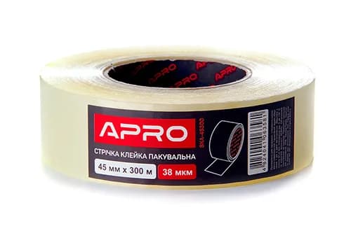 Стрічка клейка пакувальна 38мкм 45мм 300м APRO - зображення 1