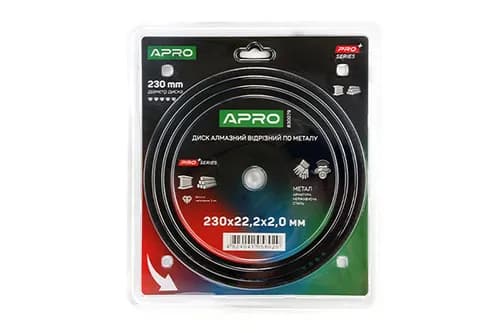 Диск алмазний по металу 230х2.0х22.2мм APRO PRO - зображення 1