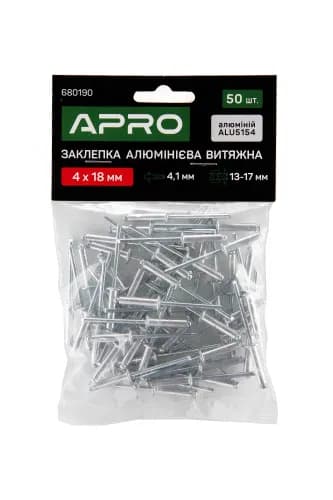 Заклепка алюмінієва витяжна 4х14мм 50шт APRO - зображення 1