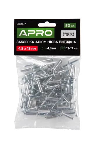 Заклепка алюмінієва витяжна 4.8х10мм 50шт APRO - зображення 1