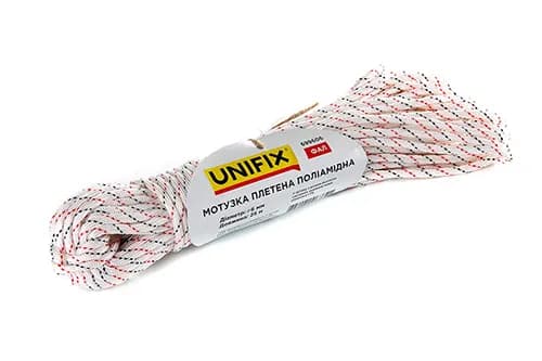 Мотузка плетена поліамідна (капронова) ФАЛ 6мм 25м UNIFIX - зображення 1