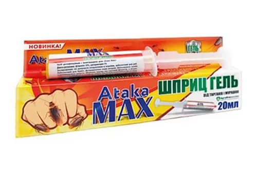 Інсектицидний шприц-гель Атака MAX проти тарганів і мурах 20мл AgroProtection