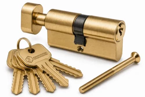 Циліндр цинковий 70мм 35/35 ключ/вороток, англійський ключ, колір PB-золото AURORA