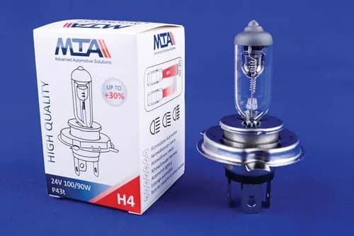 Лампа автомобільна H4 24V 100/90W P43T (ближня/дальня) MTA
