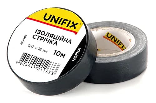 Ізоляційна стрiчка чорна 0.17х18мм 20м (пачка, кратно 10шт) UNIFIX - зображення 1