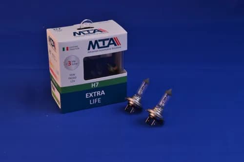Лампа автомобільна H7 12V 55W PX26D EXTRA LIFE (2шт) (ближня/дальня, протитуманна) MTA