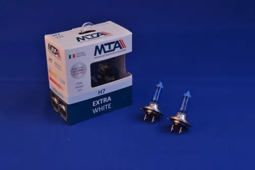 Лампа автомобільна H7 12V 55W PX26D EXTRA WHITE (2шт) (ближня/дальня, протитуманна) MTA