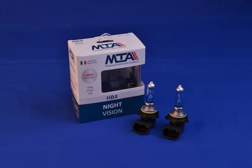 Лампа автомобільна HB4 12V 55W P22D NIGHT VISION +80% (2шт) (ближня/дальня, протитуманна) MTA