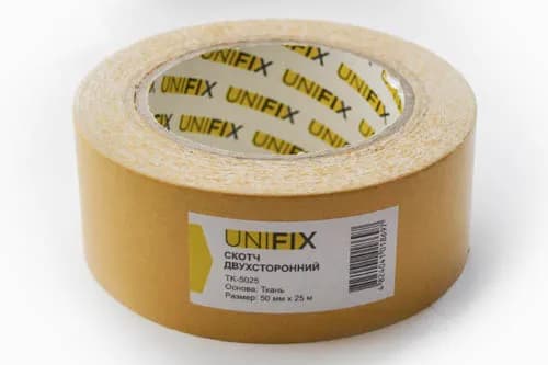Стрічка клейка двостороння на тканинній основі 50мм*25м UNIFIX