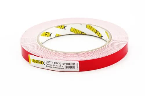 Стрічка клейка двостороння на вспіненій основі 12мм*5м біла UNIFIX