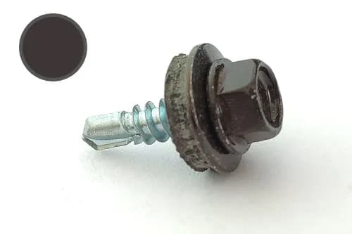 Саморіз покрівельний 4,8*19 DIN 7504K RAL 8019 до металу (пач 50шт) (колір - сіро-коричневий) APRO