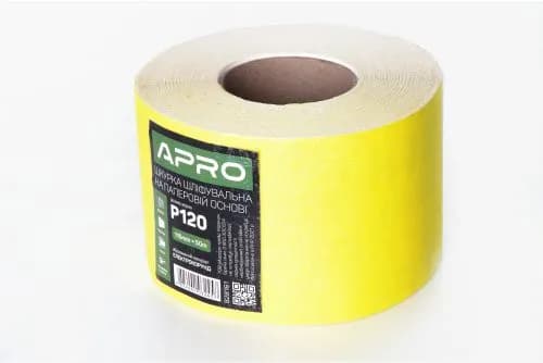 Папір шліфувальний APRO P120 115мм*50м рулон (паперова основа) - зображення 1