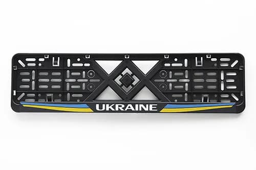 Рамка номерного знаку пластикова чорна Ukraine (шовкотрафарет, защіпка знизу) 12 Atelie - зображення 1