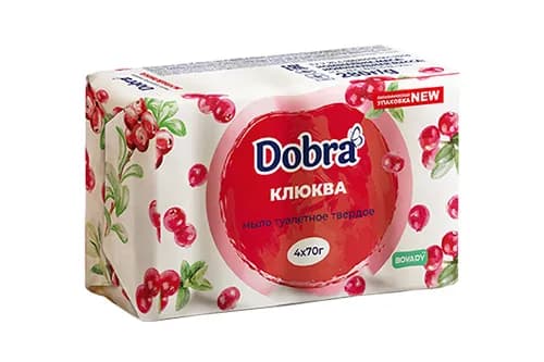 Мило туалетне тверде косметичне 4*70г екопак ТМ Dobra Журавлина