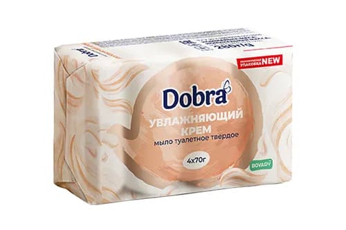 Мило туалетне тверде косметичне 4*70г екопак Dobra Зволожуючий крем