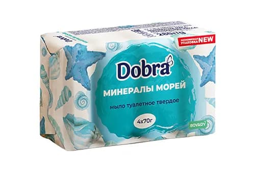 Мило туалетне тверде косметичне 4*70г екопак Dobra Мінерали морів