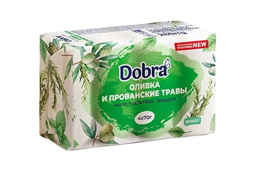Мило туалетне тверде косметичне 4*70г екопак Dobra Оливка та прованські трави