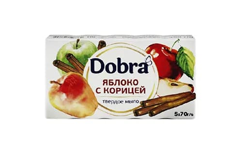 Мыло туалетное твёрдое косметическое 5*70г экопак ТМ Dobra Яблоко с корицей - зображення 1