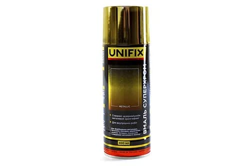 Емаль акрилова суперхром дзеркальний золото глянець преміум 400мл UNIFIX - зображення 1