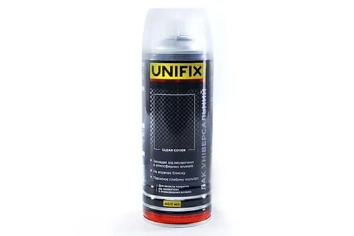 Лак універсальний акриловий прозорий глянець преміум 400мл UNIFIX
