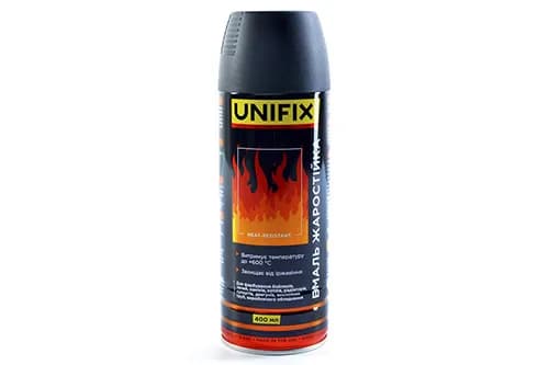 Емаль жаростійка чорний мат преміум 400мл UNIFIX - зображення 1