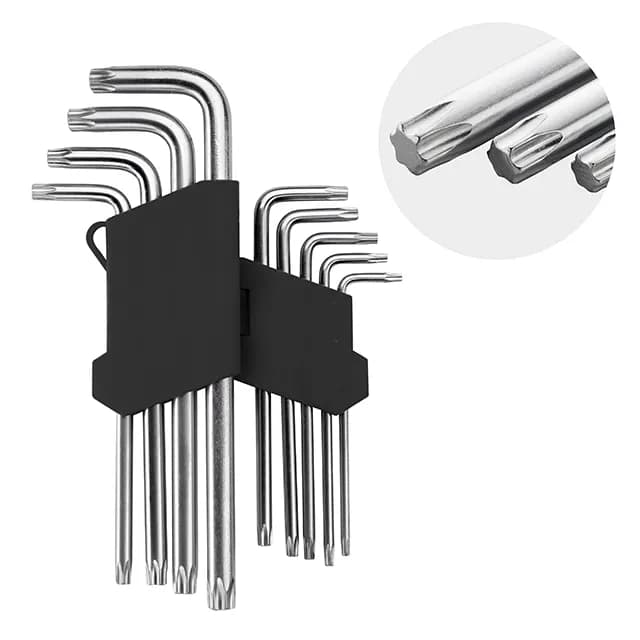 Набір ключів Г-подібних TORX подовжених, 9 шт., Т10-Т50, Cr-V - зображення 1