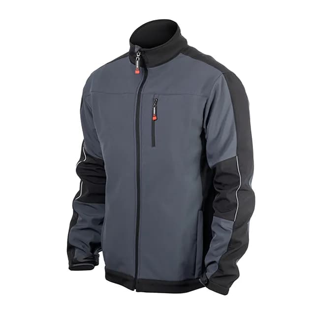 Куртка SOFTSHELL темно-сіро/чорна, тришарова, стрейч 300 GSM 100D, водо-/вітрозахист, 96% поліестер / 4% еластан, 3 кишені, L - зображення 1