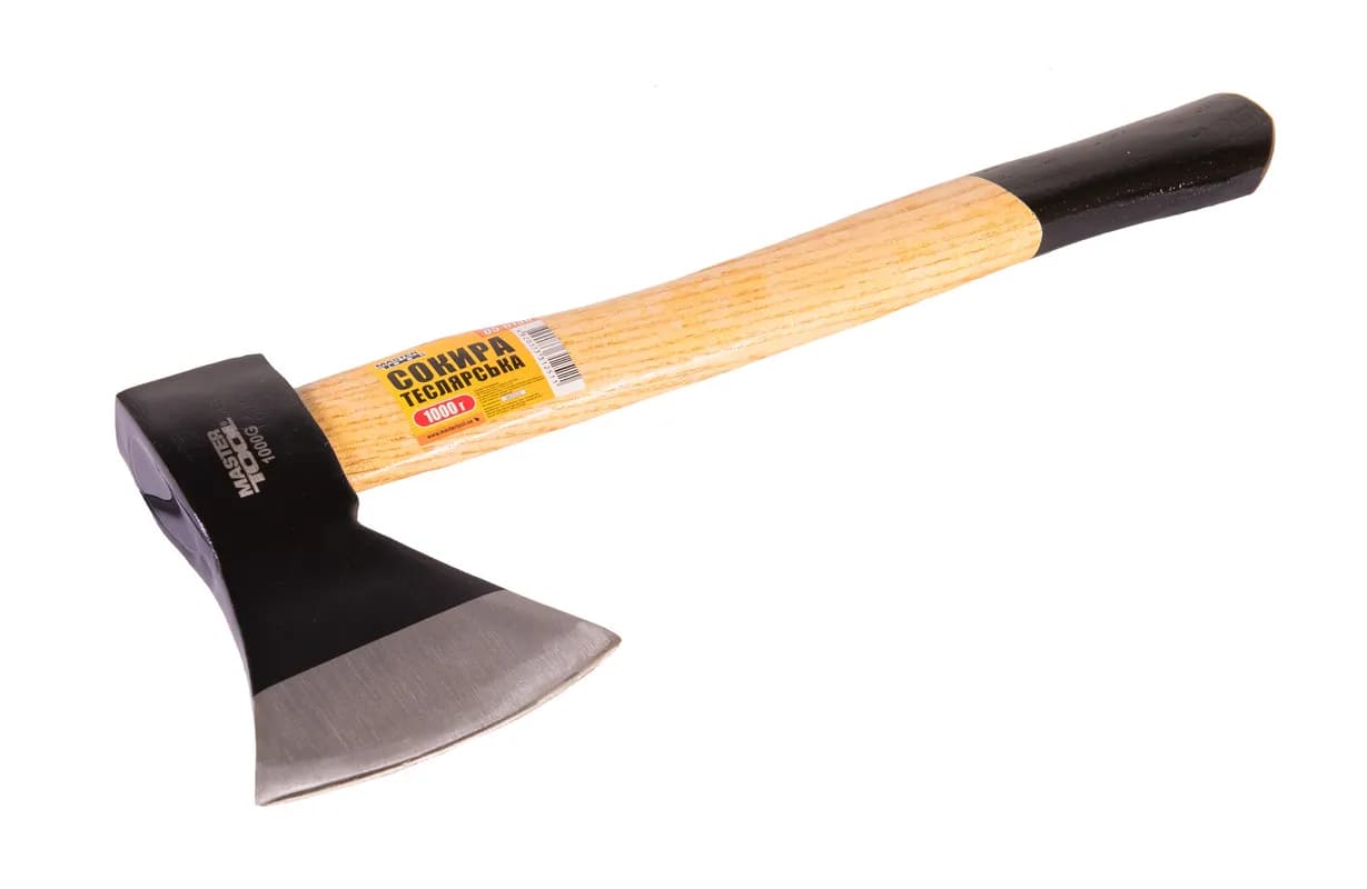 Сокира MASTERTOOL 1000 г HRC 50 рукоятка з дерева з полімерним захистом 480 мм 05-0130 - зображення 1