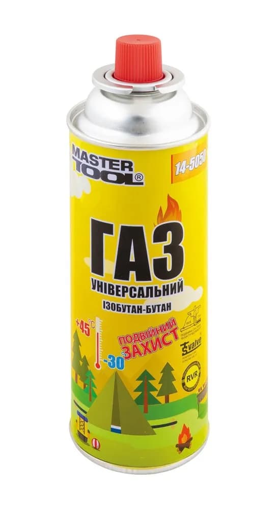 Газ бутан MASTERTOOL "УНІВЕРСАЛЬНИЙ" 220 г подвійний захист RVR TSV 14-5050 - зображення 1