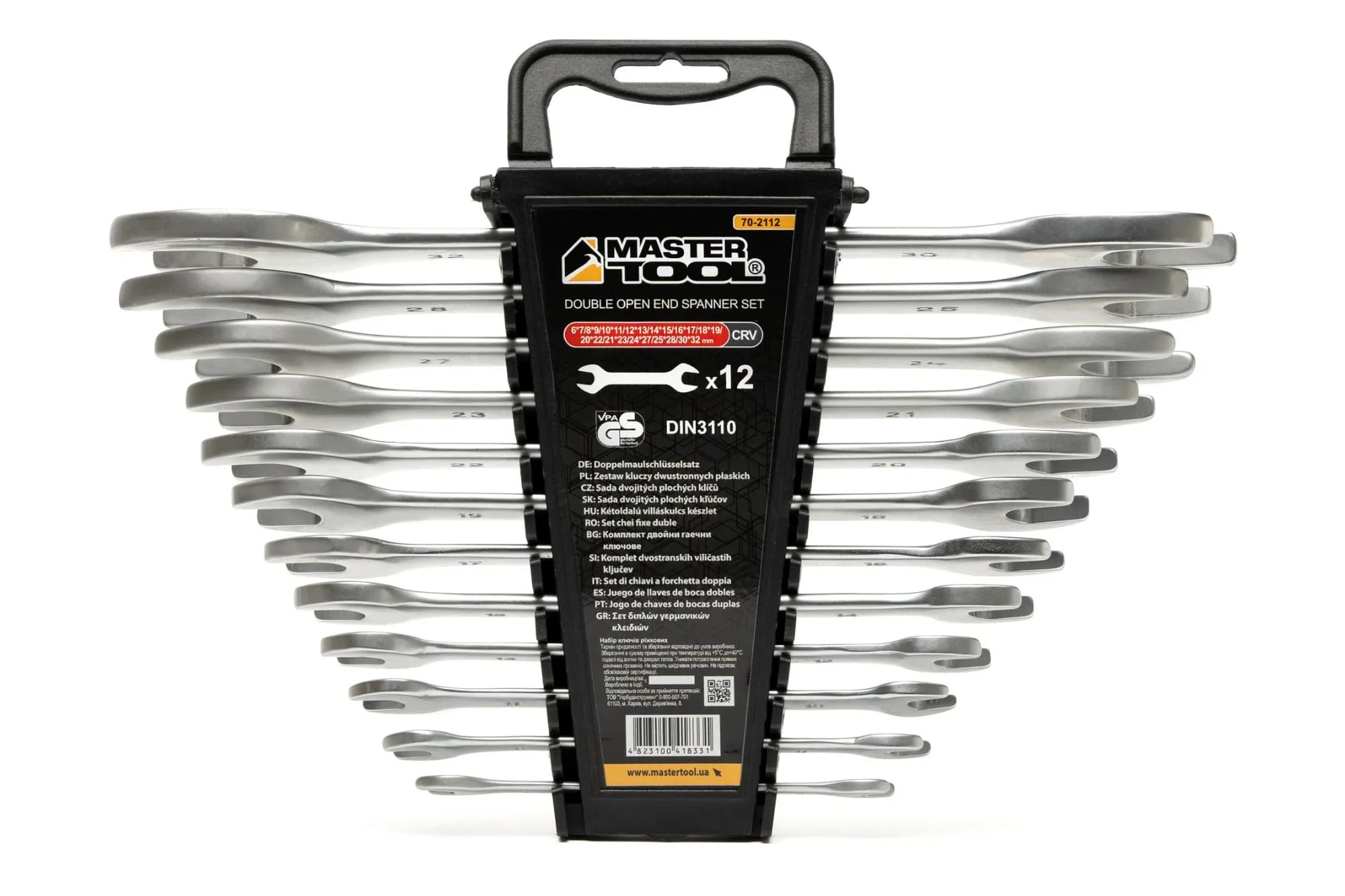 Ключі ріжкові MASTERTOOL SATIN FINISH набір 12 шт (6–25/27/28/30/32 мм) CrV DIN 3110 70-2112