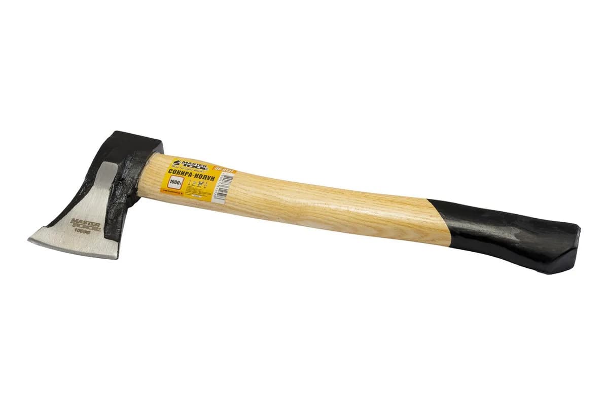 Сокира-колун MASTERTOOL 1000 г HRC 50 рукоятка з дерева з полімерним захистом 430 мм 05-0131