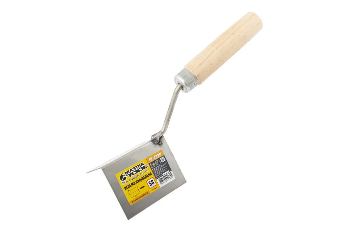 Кельма для зовнішніх кутів MASTERTOOL 60x80 мм, нержавіюча сталь, дерев’яна ручка 19-4320 - зображення 1