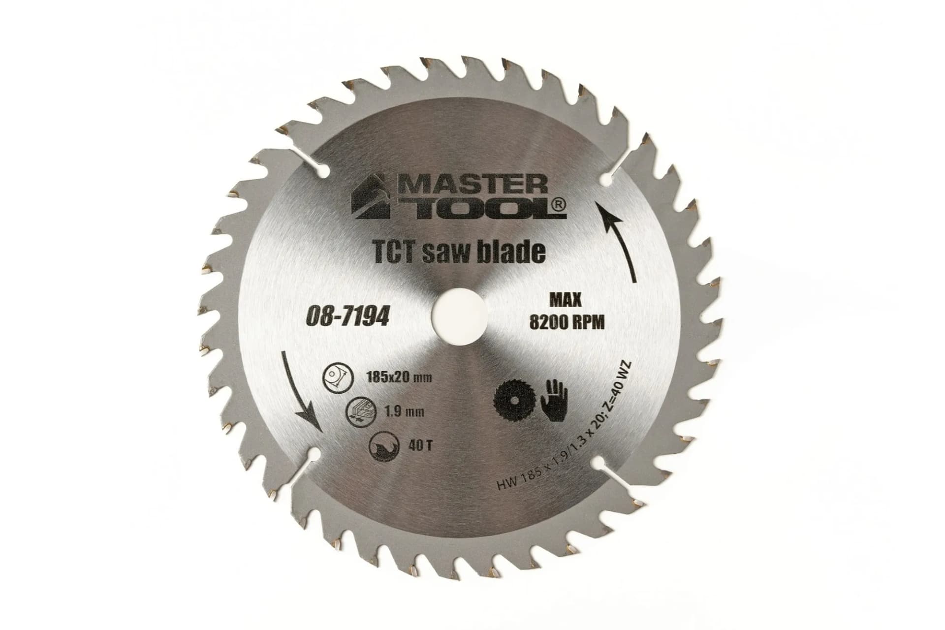 Диск пильний для дерева MASTERTOOL з твердосплавними напайками 185×20×40T адаптер 20-16 08-7194 - зображення 1