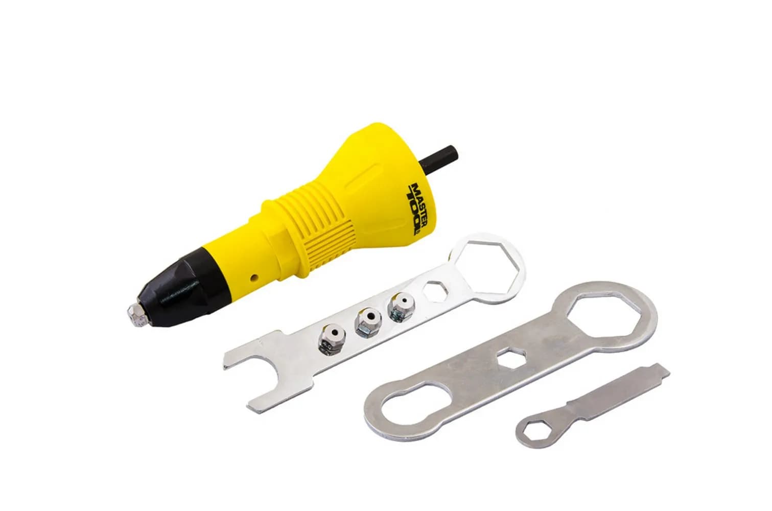 Насадка на дриль для витяжних заклепок MASTERTOOL Ø2,4/3,2/4,0/4,8 мм, 6-гранний хвостовик 21-0900 - зображення 1