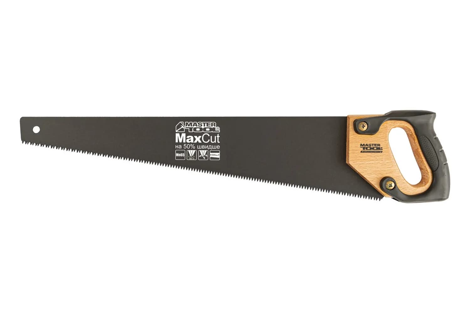 Ножівка столярна MASTERTOOL 7TPI MAX CUT тефлонове покриття 500 мм загартований зуб 3-D заточування 14-2350 - зображення 1