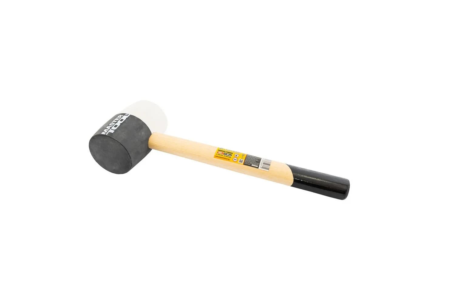 Киянка гумова MASTERTOOL 65 мм 450 г ручка з дерева чорно-біла 02-0322 - зображення 1