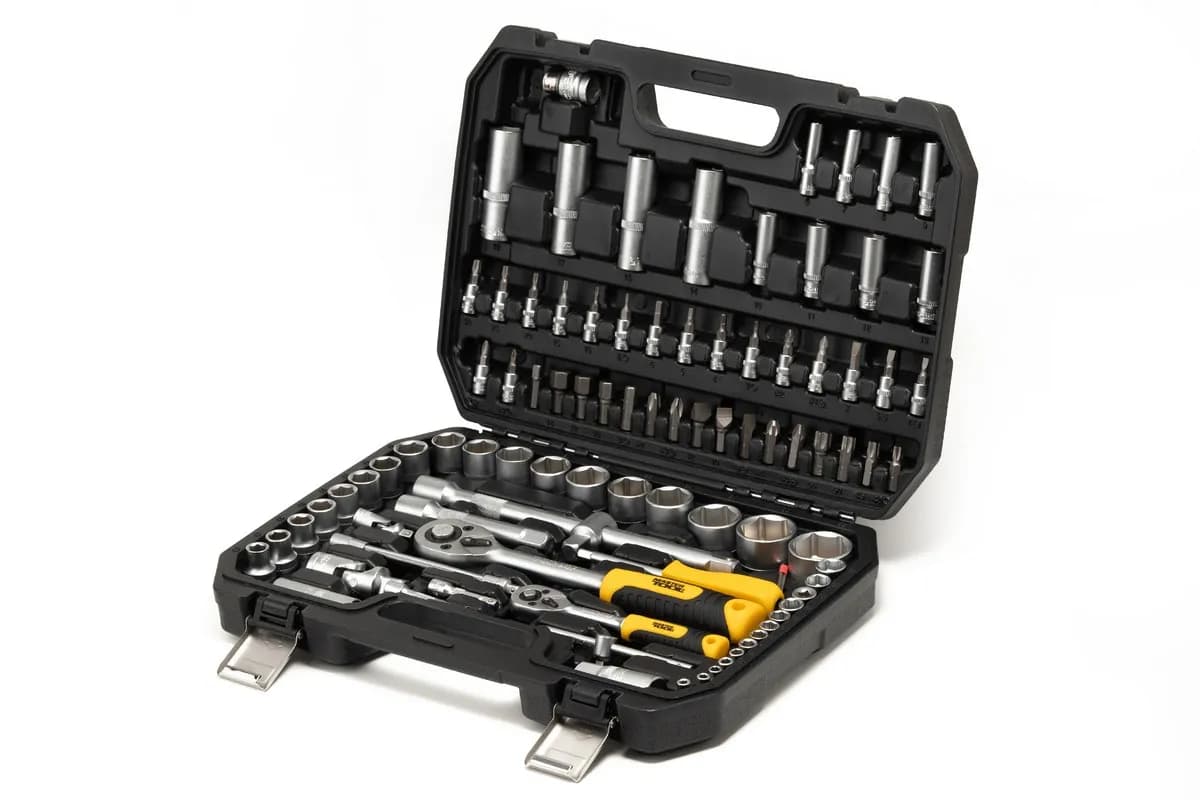 Набір інструментів MASTERTOOL ¼"&½" 94 шт 4-14 мм 10-32 мм CrV кейс з металевими замками 78-5094 - зображення 1