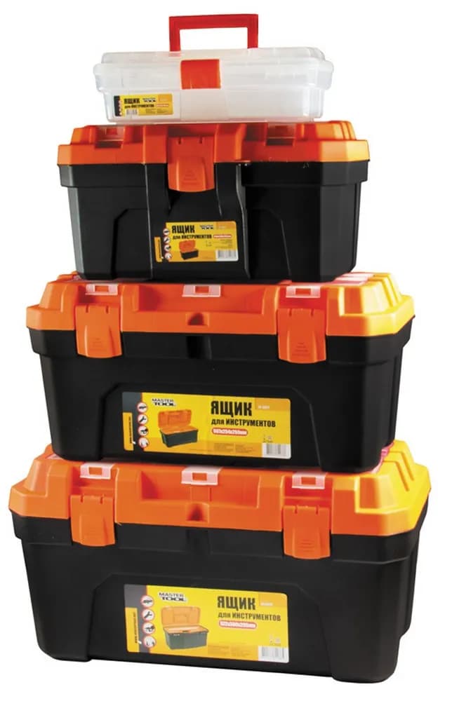 Скрині для інструментів MASTERTOOL комплект 4 шт з пластиковими замками 12"/16"/20"/22.5" (79-6025/6026/6027/6028) 79-2003