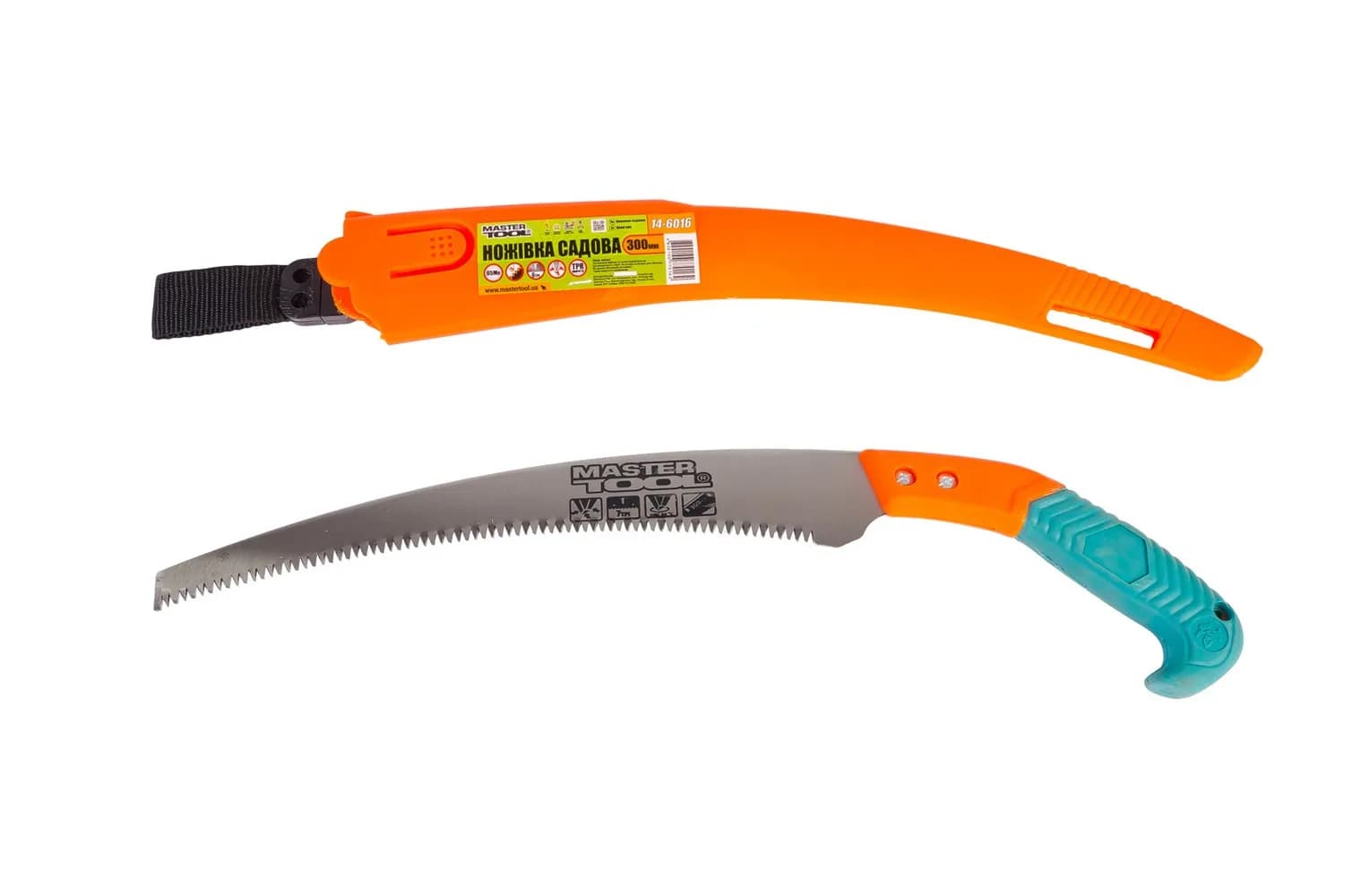 Ножівка садова MASTERTOOL 300 мм, 6 TPI, загартовані зубці, 3D-заточування, з чохлом 14-6016 - зображення 1