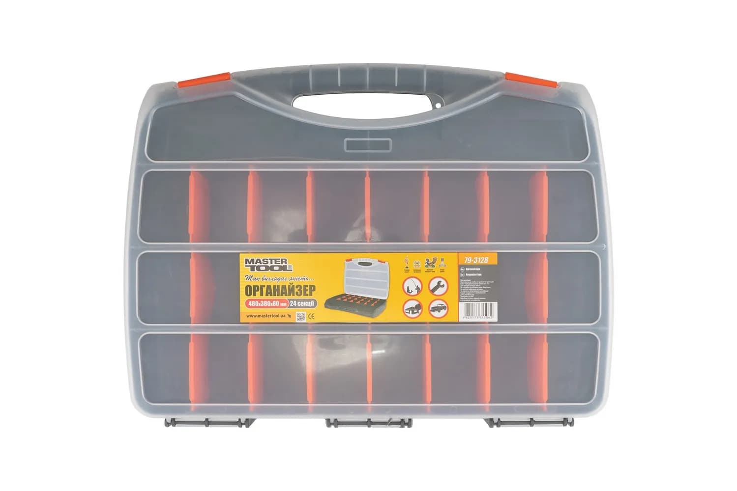 Органайзер MASTERTOOL з ручкою 19" 480х380х80 мм 24 секції 79-3128 - зображення 1