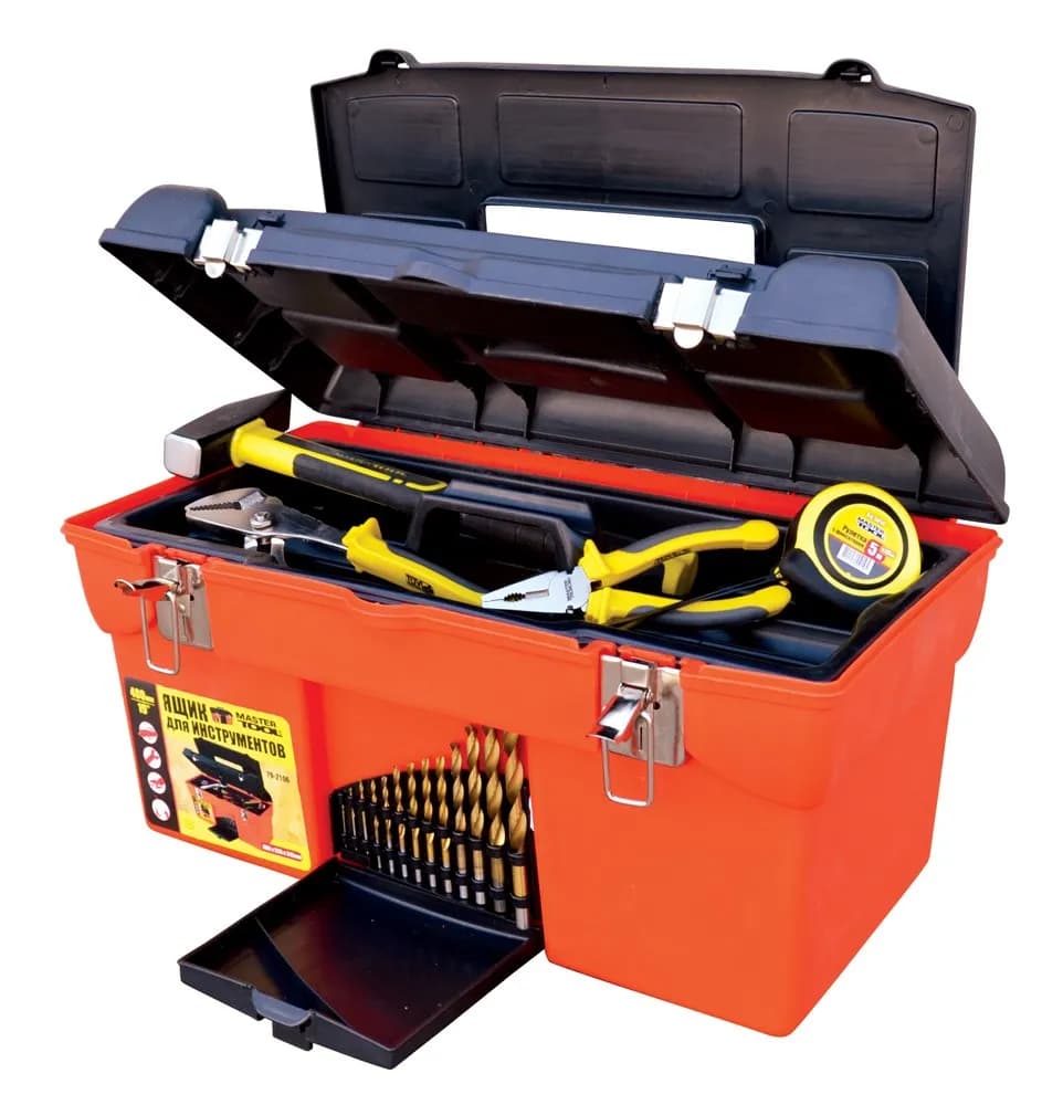 Скриня для інструментів MASTERTOOL з металевими замками 19" 480х265х252 мм 79-2106 - зображення 1