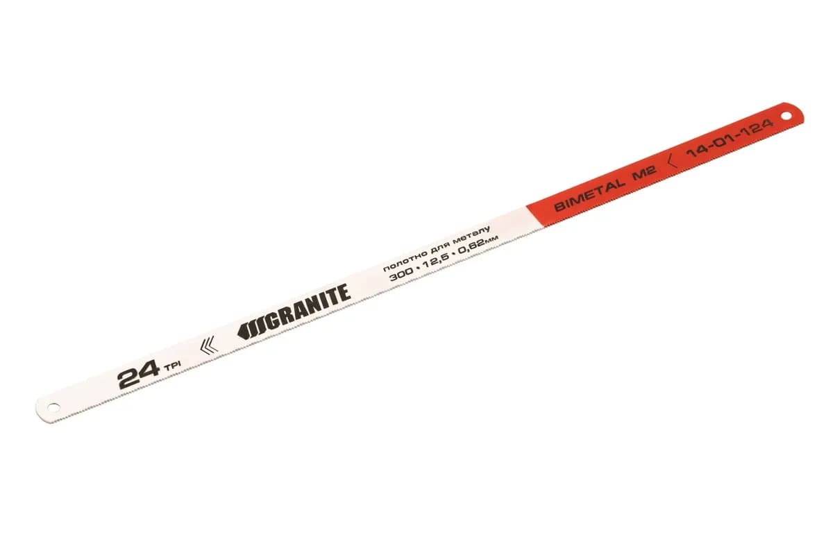 Полотно для металу GRANITE Bimetal одностороннє М2 300х12.5х0.62 мм/24х1" 6 шт 14-01-124 - зображення 1