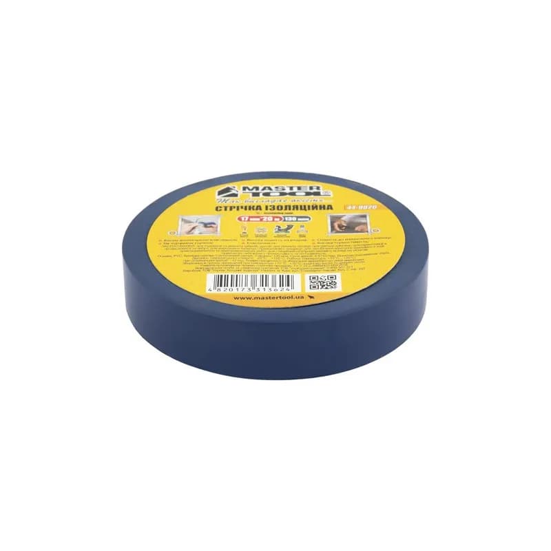 Стрічка ізоляційна MASTERTOOL PVC 17 мм×20 м 10 шт синя 44-9020 - зображення 1