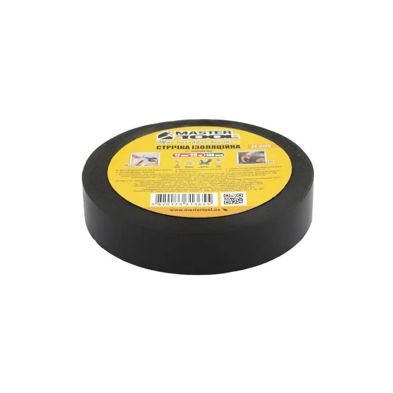 Стрічка ізоляційна MASTERTOOL PVC 17 мм×25 м 10 шт чорна 44-9125