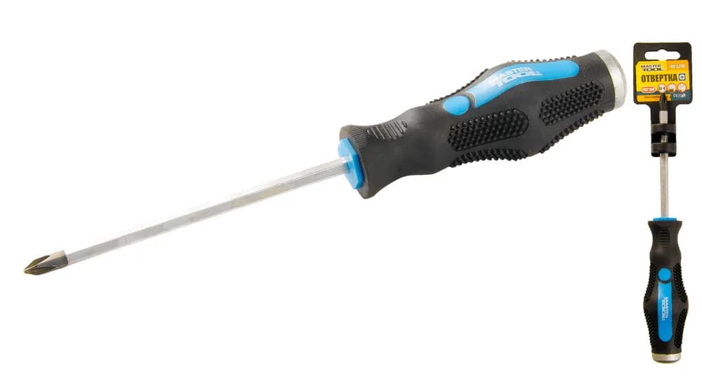 Викрутка ударна хрестова магнітна MASTERTOOL PH1х100 мм ручка з TPR покриттям 49-5110 - зображення 1