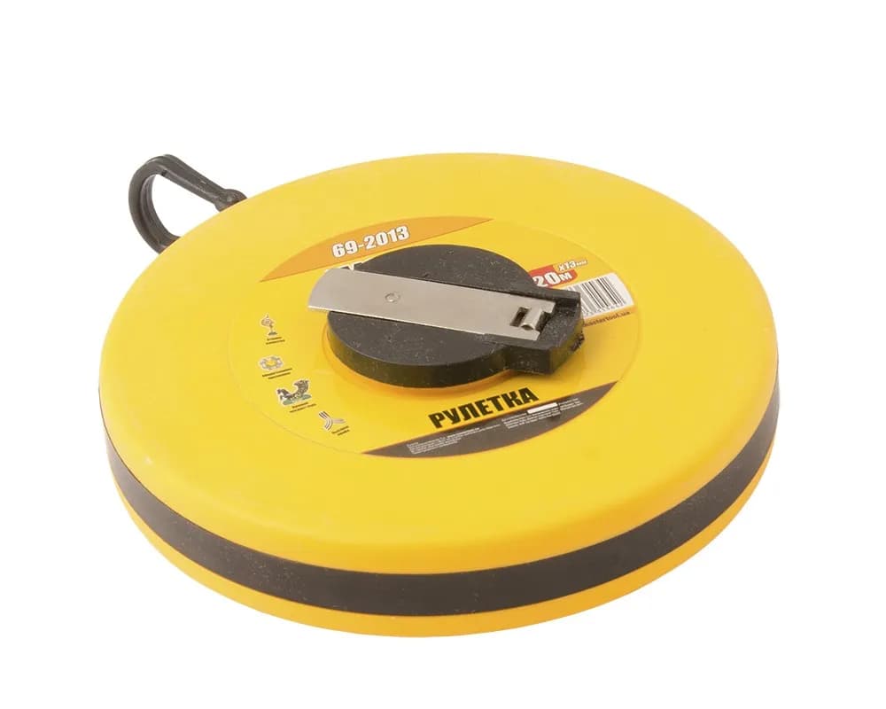 Рулетка MASTERTOOL 20 м×13 мм скловолоконне полотно ударостійкий корпус 69-2013 - зображення 1