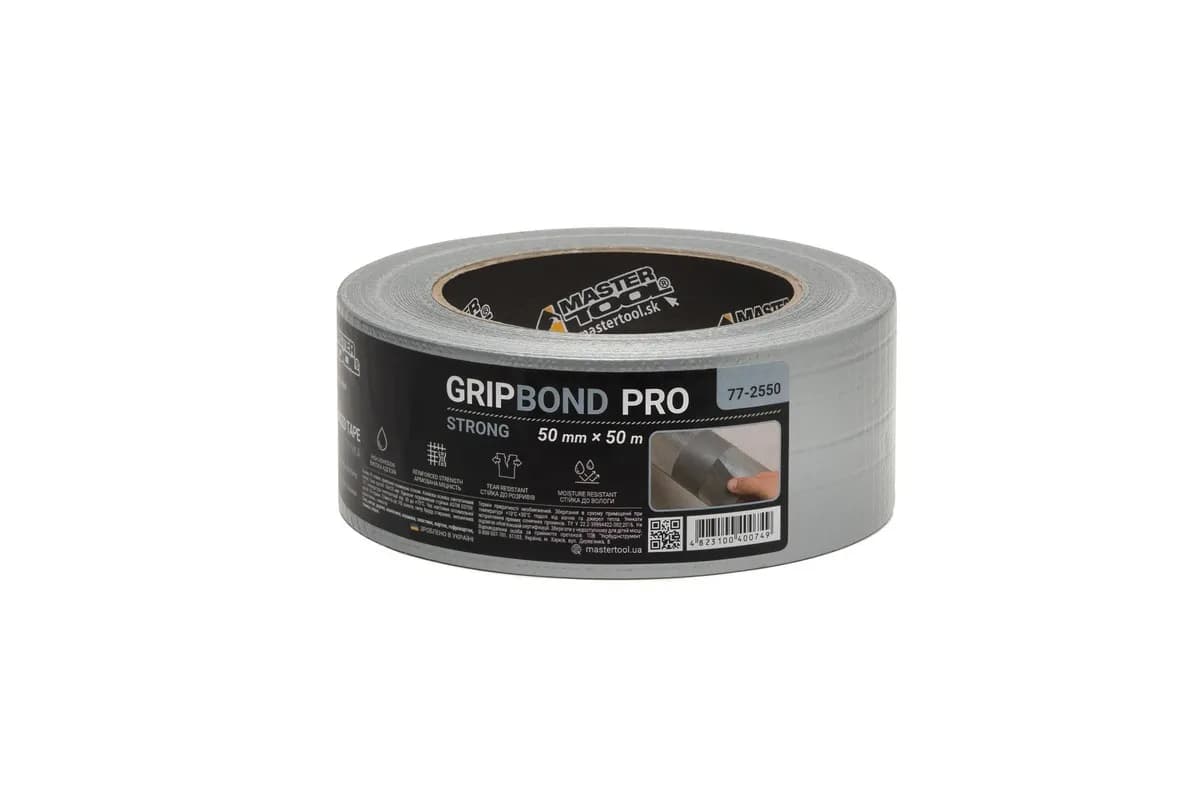 Стрічка армована MASTERTOOL GripBond Pro Strong t 70°C 50 мм×50 м сіра 77-2550