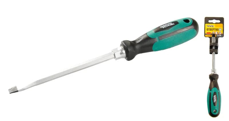 Викрутка шліцева магнітна MASTERTOOL HEXAGON SL8х150 мм ручка з TPR покриттям 45-8815 - зображення 1