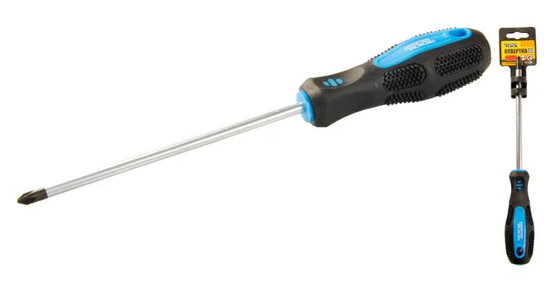 Викрутка хрестова магнітна MASTERTOOL PH2х150 мм ручка з TPR покриттям 48-5215