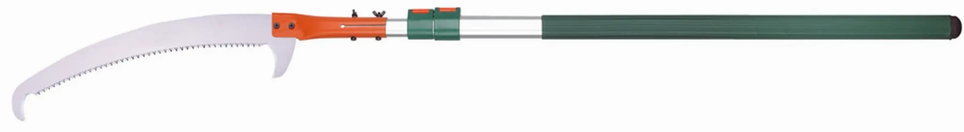 Ножівка садова MASTERTOOL з телескопічною алюмінієвою штангою 2,37–5,0 м, полотно 470 мм, 6 TPI, загартовані зубці 14-6905 - зображення 1